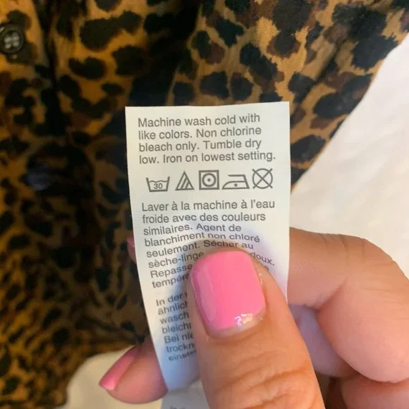 Madewell Animal Print Short Bubble Sleeve Crew Neck Button Up Shirt Womens XS - Picture 12 of 13